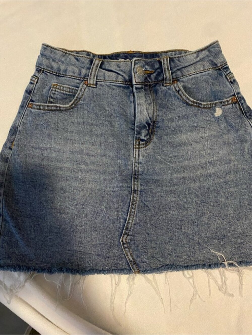 Blue Denim Distressed Mini Skirt💓